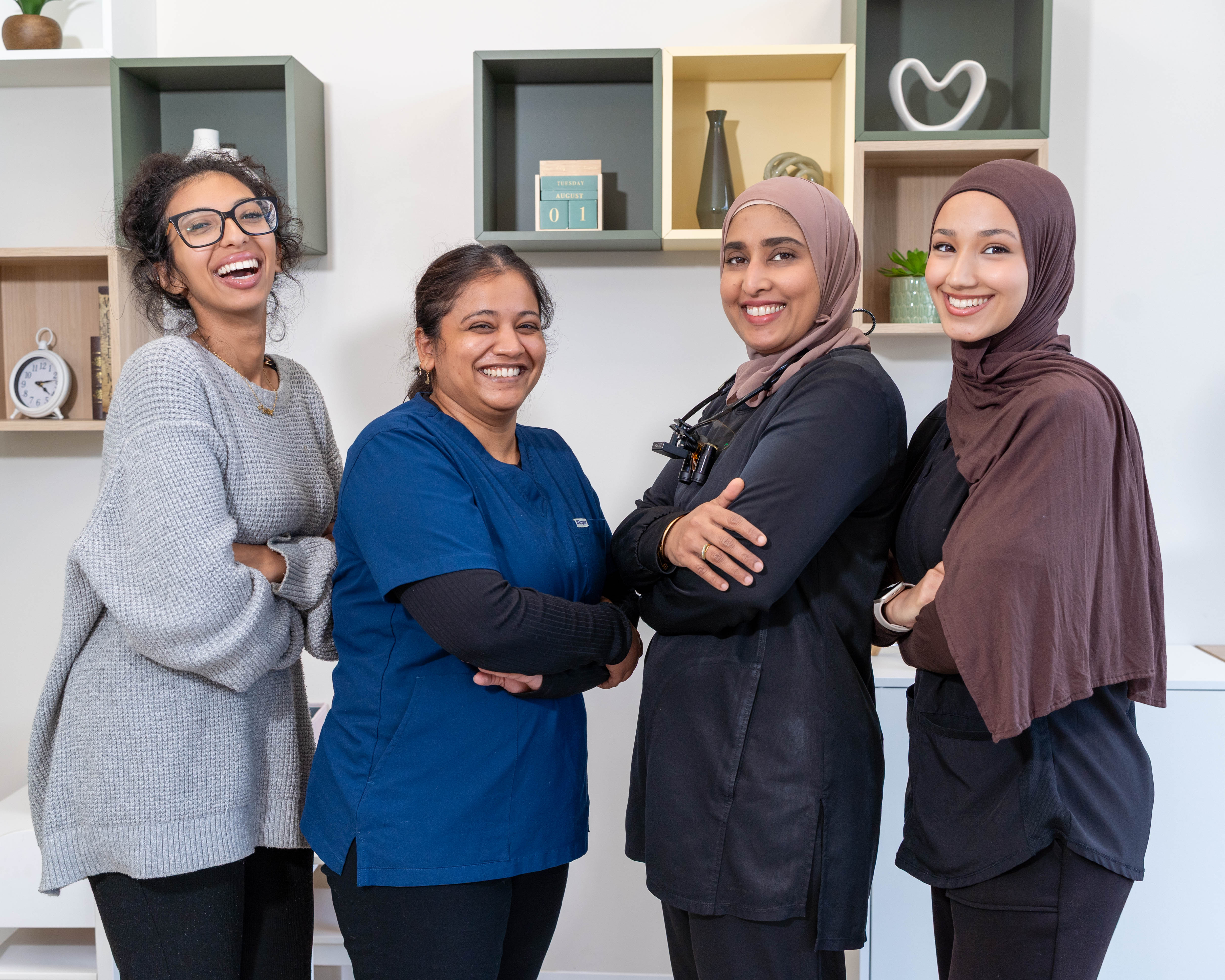 The welcoming SmileHaven team in the clinic reception area